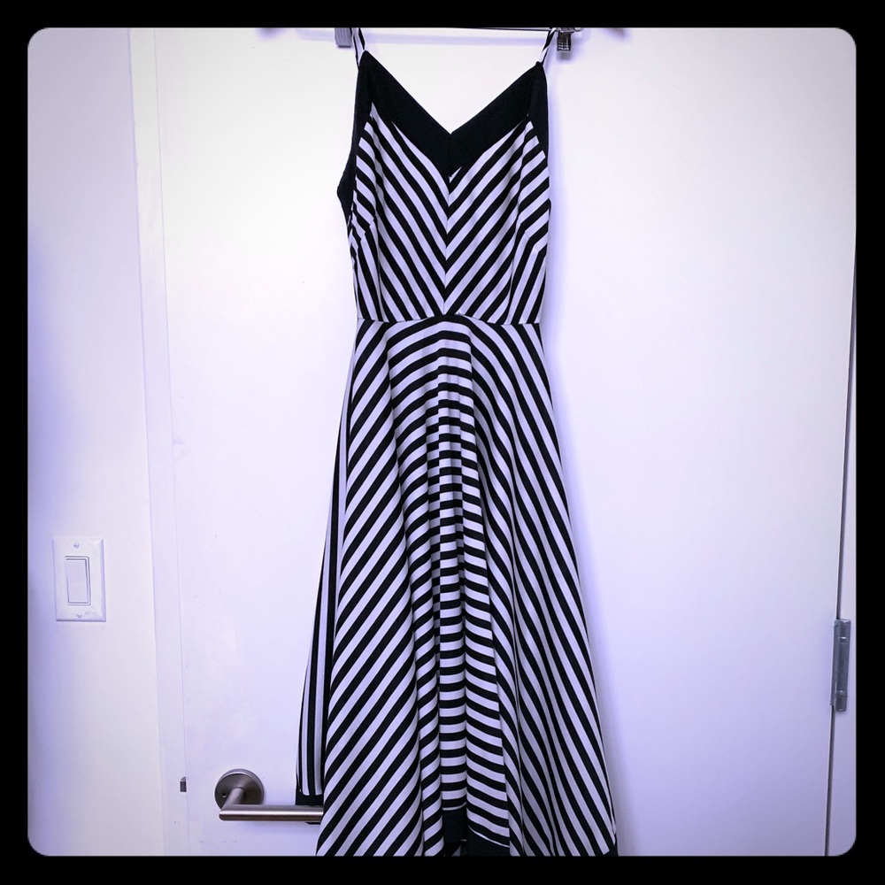 Handmade vintage tea cocktail dress square stripes